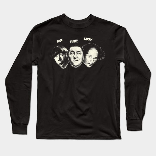 The Three Stooges Retro Long Sleeve T-Shirt by GekNdangSugih